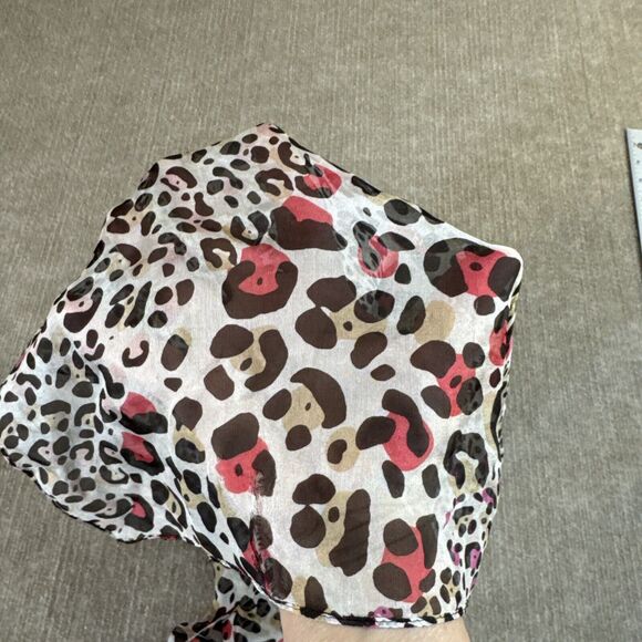 Anne Klein Women’s Silk Scarf Pink Animal Print Lightweight‎ Chiffon - Picture 2 of 8